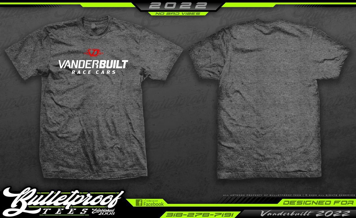 2023 VanderBuilt Race Cars Shirt (Charcoal)